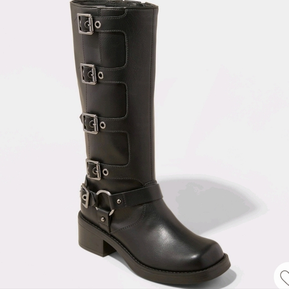 Wild Fable Black Women's Rebel Tall Moto Buckle Boots size 11 - Picture 1 of 11